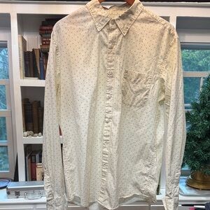 J. Crew Men's White Patterned Button Down Shirt